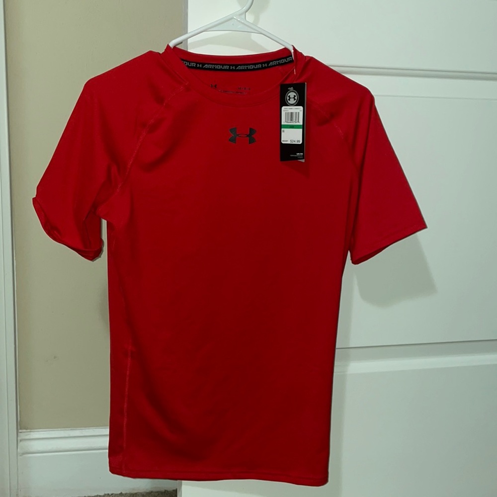 Under Armour red compression shirt